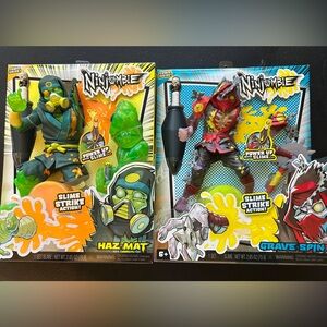 Ninjombie Haz Mat And Grave Spin Action Figures Stop Slime Strike Action New